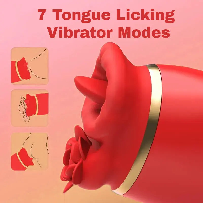 Elegant Rose Tongue Handheld Vibrator